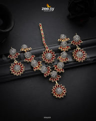 Aquilegia Necklace Set Red - Zeesy Jewellery