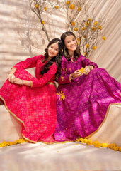 Meethi Eid By Modest 3 Piece Pink Rawsilk Printed Frock