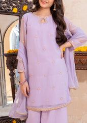 Meethi Eid By Modest Lavender Crinkle Embroidered 3 Piece Suit