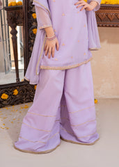 Meethi Eid By Modest Lavender Crinkle Embroidered 3 Piece Suit