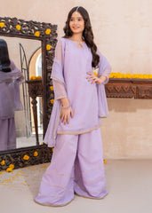 Meethi Eid By Modest Lavender Crinkle Embroidered 3 Piece Suit