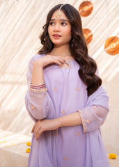 Meethi Eid By Modest Lavender Crinkle Embroidered 3 Piece Suit