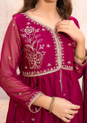 Meethi Eid By Modest Maroon Crinkle Embroidered 3 Piece