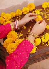 Meethi Eid By Modest 3 Piece Pink Rawsilk Printed Frock