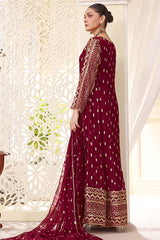 Eid E Milan By Al Siyaab Stitched 3 Piece Formals Suit-Bahaar-Maroon
