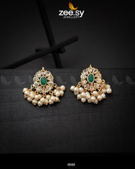 Beads Studs Earrings Green - Zeesy Jewellery