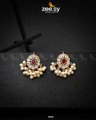 Beads Studs Earrings Red - Zeesy Jewellery