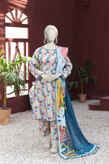 Identic Stripe Dora By Almeerah Unstitched 3 Piece Doriya Lawn Suit-Blue Mist Aura