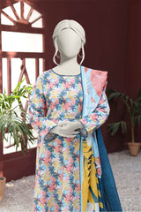 Identic Stripe Dora By Almeerah Unstitched 3 Piece Doriya Lawn Suit-Blue Mist Aura