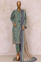 Sada Bahar Stitched 3 Piece Emb Cutwork Khaddar Collection'2023-CW-7888-Green