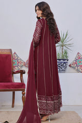 Eid E Milan By Al Siyaab Stitched 3 Piece Formals Suit-Chaandni -Maroon