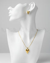 Chic Gold Puffed Heart Pendant - Zeesy Jewellery