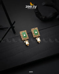 Cobble Crush Earrings Green - Zeesy Jewellery