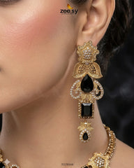 Zeesy-Crimson Gemstone Hasli Necklace Set