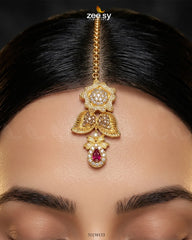 Zeesy-Crimson Gemstone Hasli Necklace Set