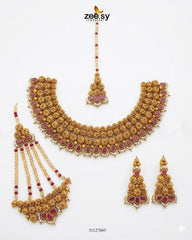 Zeesy-Crimson Ruby Zircon Bridal Set