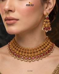 Zeesy-Crimson Ruby Zircon Bridal Set