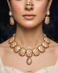 Zeesy-Crimson Wave Pearl Choker Set