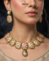 Zeesy-Crimson Wave Pearl Choker Set