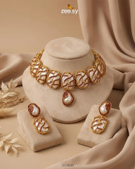 Zeesy-Crimson Wave Pearl Choker Set