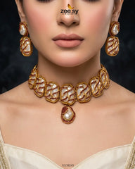Zeesy-Crimson Wave Pearl Choker Set