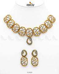 Zeesy-Crimson Wave Pearl Choker Set