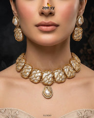 Zeesy-Crimson Wave Pearl Choker Set
