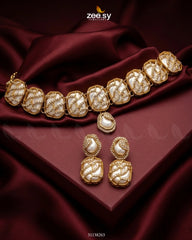 Zeesy-Crimson Wave Pearl Choker Set