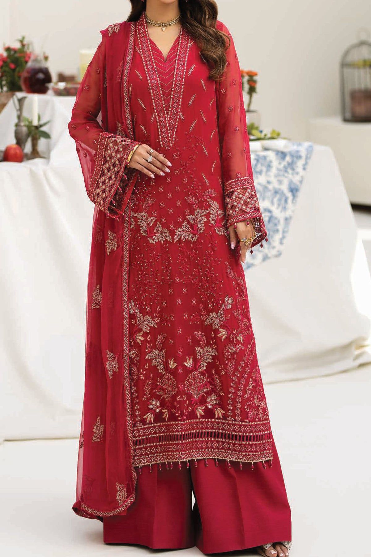 Aaraish By Lavish Premium Unstitched 3 Piece Luxury Formals Collection'2024-D-02-Gulaab