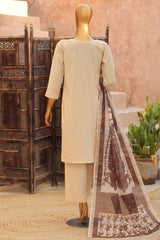 Sumi Stitched 3 Piece Self Cotton Jacquard Festive Suit-SCJ-03-Off White