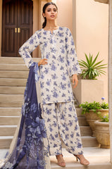 Sada Bahar Stitched 3 Piece Printed Lawn With Farshi Shalwar Suit-D-231-White