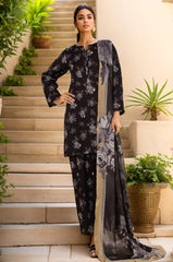 Sada Bahar Stitched 3 Piece Printed Lawn With Farshi Shalwar Suit-D-232-Black