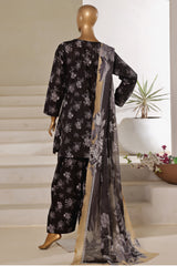 Sada Bahar Stitched 3 Piece Printed Lawn With Farshi Shalwar Suit-D-232-Black