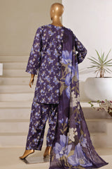 Sada Bahar Stitched 3 Piece Printed Lawn With Farshi Shalwar Suit-D-235-Purple
