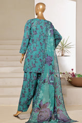Sada Bahar Stitched 3 Piece Printed Lawn With Farshi Shalwar Suit-D-238-C.Green