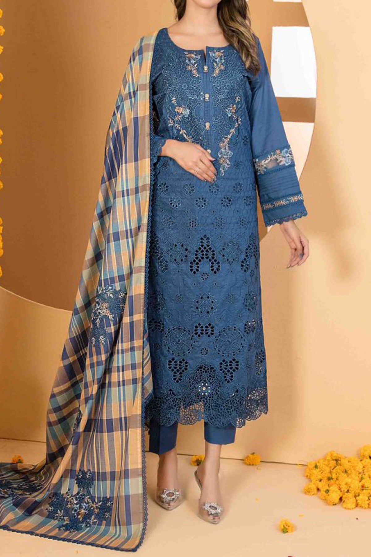 Zala By Tawakkal Unstitched 3 Piece Fancy Emb Lawn Collection'2024-D-2583