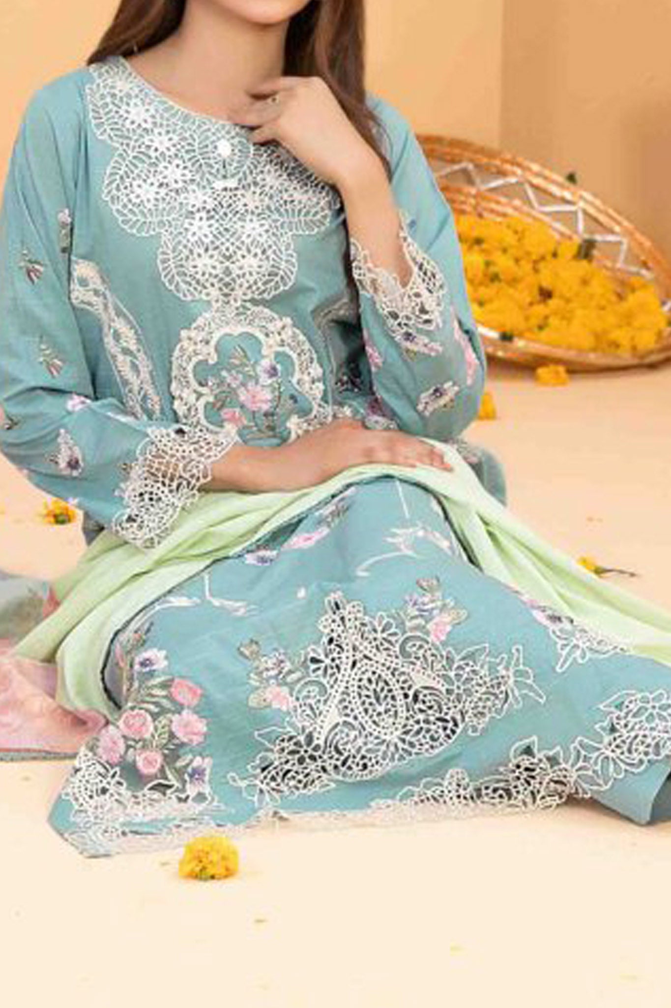 Zala By Tawakkal Unstitched 3 Piece Fancy Emb Lawn Collection'2024-D-2586
