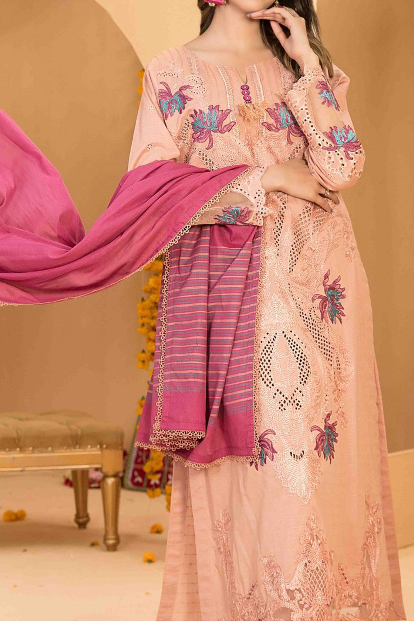 Zala By Tawakkal Unstitched 3 Piece Fancy Emb Lawn Collection'2024-D-2591