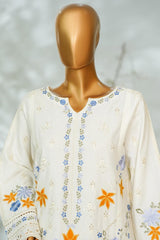 Bin Saeed Stitched 3 Piece Luxury Applique Kari Lawn Suit-D-2811-WHITE