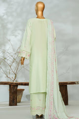 Bin Saeed Stitched 3 Piece Luxury Applique Kari Lawn Suit-D-2813-GREEN