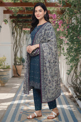 Arshi By Tawakkal Stitched 3 Piece Printed Rotary Lawn Suit-D-2994-Teal
