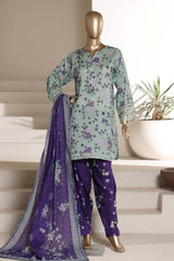 Malika By Sada Bahar Stitched 3 Piece Emb Lawn With Shalwar Suit-D-5082-GREEN