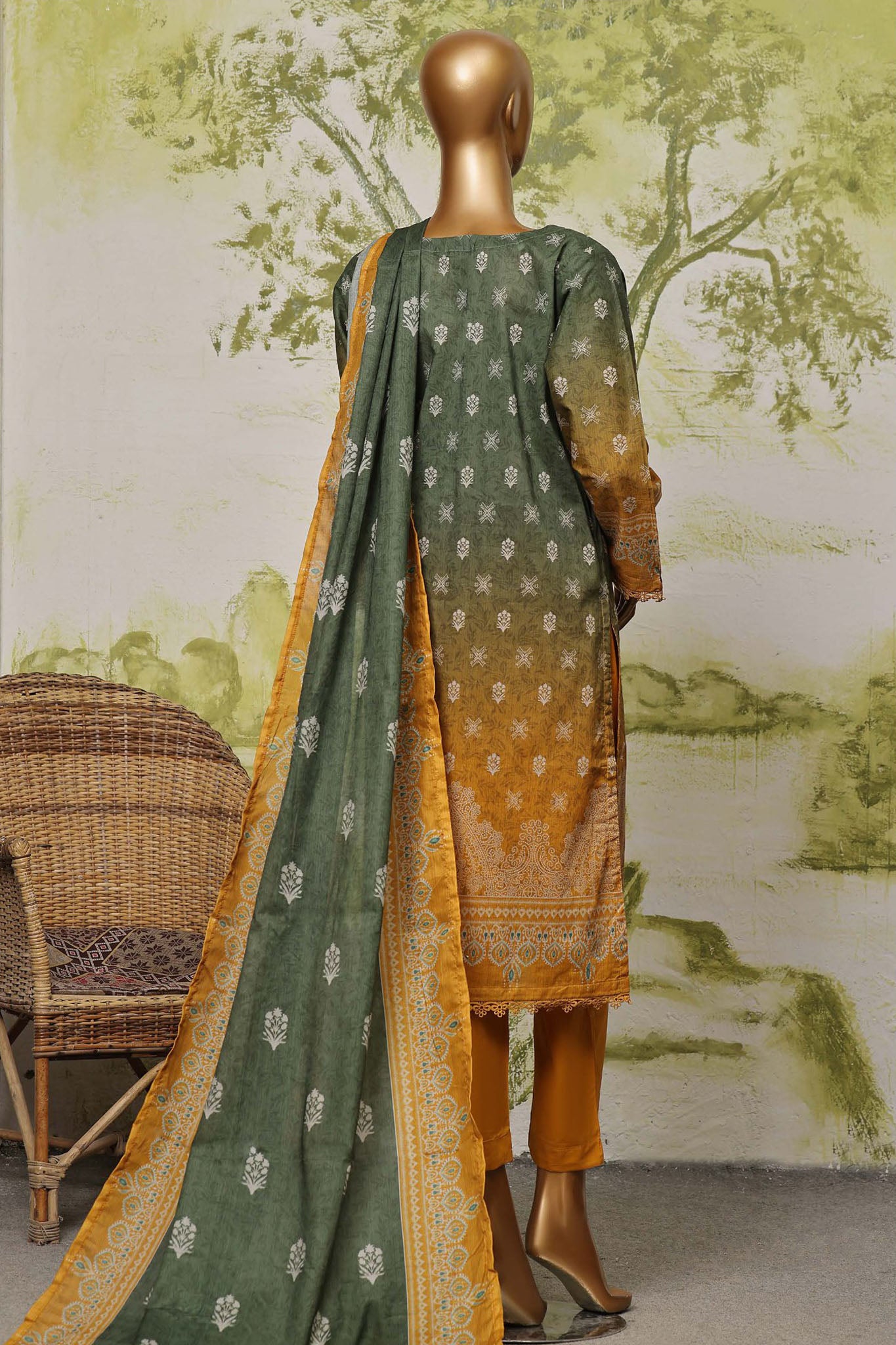 Sada Bahar Stitched 3 Piece Printed Lawn Vol-03 Collection'2024-D-713-Mehndi