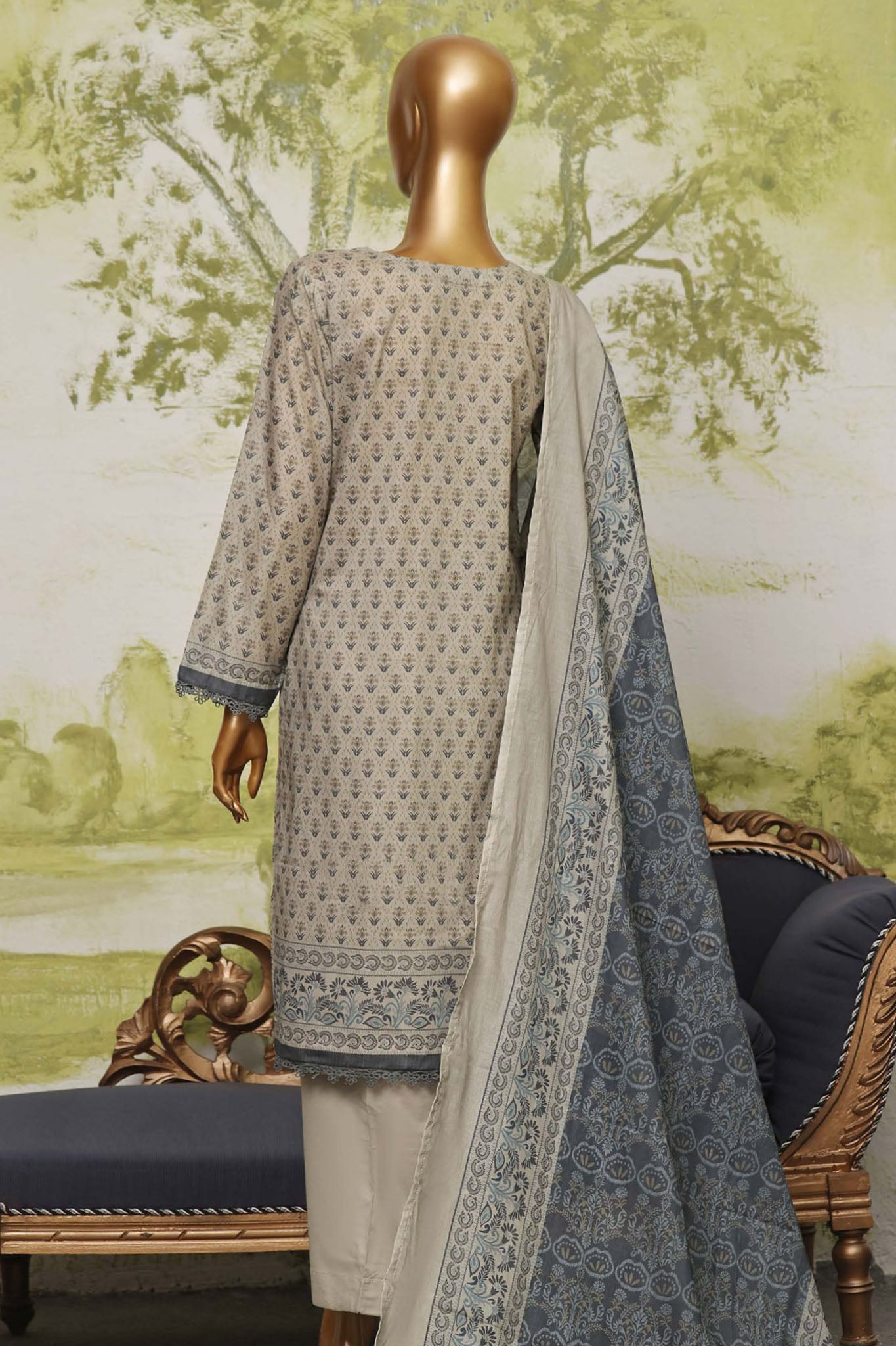 Sada Bahar Stitched 3 Piece Printed Lawn Vol-03 Collection'2024-D-7564-Off White