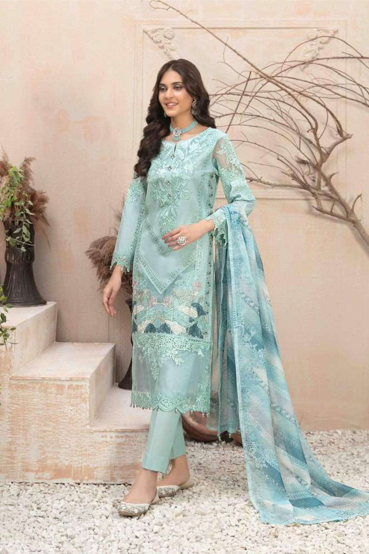 Afsaneh by Tawakkal Semi Stitched 3 Piece Jacquard Lawn Collection'2023-A-8861