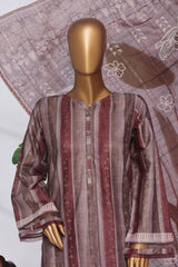 Damask By HZ Stitched 3 Piece Prints Jacquard Suit-DPJ-039-Rouge