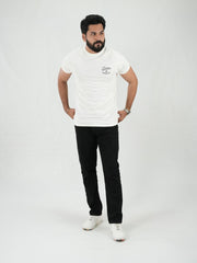 Mercato Round Neck White Shirt