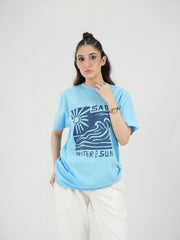 Mercato Round Neck Sky Blue Shirt