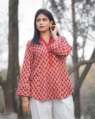 Urban Cut 2 Piece Printed Co-Ord Set - Red