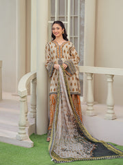 Tng By Md Stitched 3 Piece-Ashnoor | 3 Piece | Printed | Cream